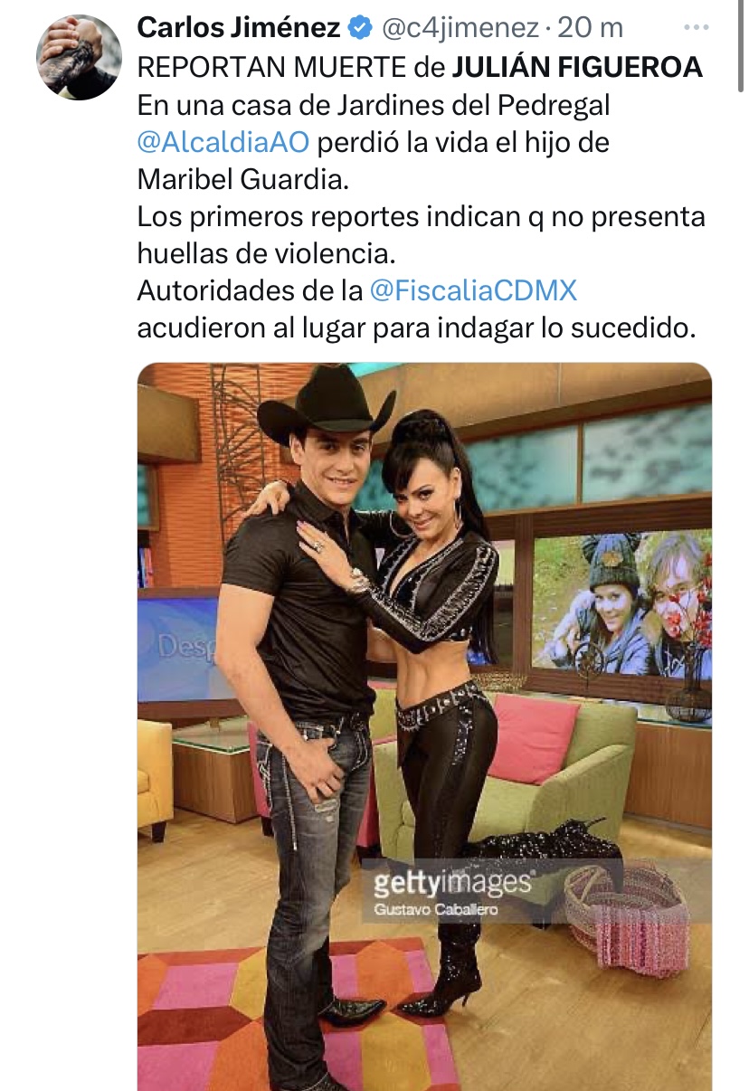 Reportan El Fallecimiento De Julián Figueroa Hijo De Maribel Guardia Bi Noticias 6846