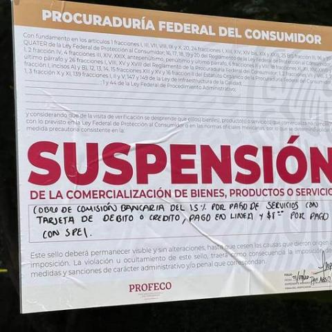 Profeco, suspensión