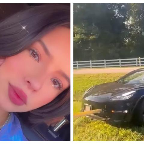 Ángela Aguilar se quedó atascada en su lujoso Tesla