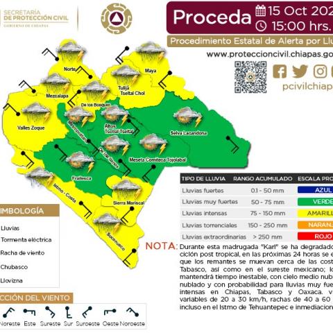 Alertan por lluvias intensas en Chiapas 