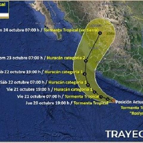 Se forma la tormenta tropical Roslyn, podría evolucionar a huracán