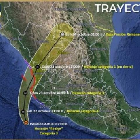 Roslyn se intensifica a huracán categoría 3