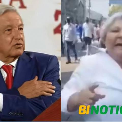 "La quiero", le responde AMLO a manifestante que lo llamó "indio de Macuspana"