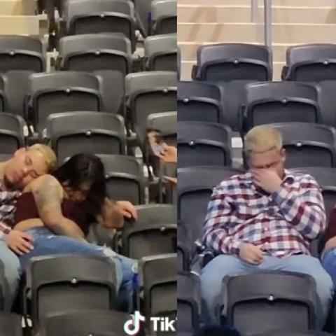 Pareja se queda dormida en concierto de Grupo Firme 