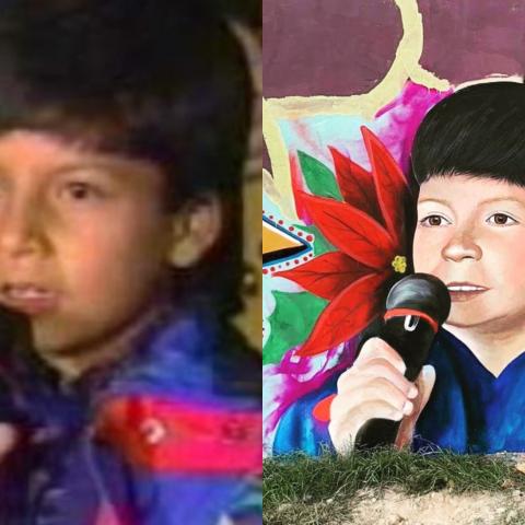 Pintan mural en honor al niño que canta “Santa Claus le dio un beso a mamá”