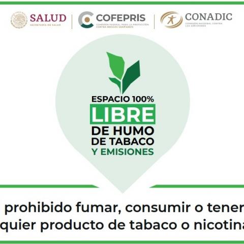 Señalética espacio libre de humo de tabaco y emisiones