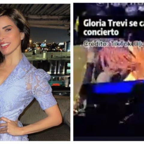 Gloria Trevi se cayó mientras ofrecía concierto en teatro del pueblo 