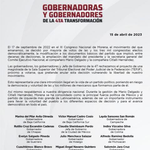 Carta gobernadores