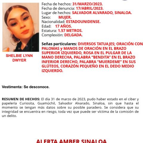 ¡Una más! Reportan a joven estadounidense como desaparecida en Sinaloa