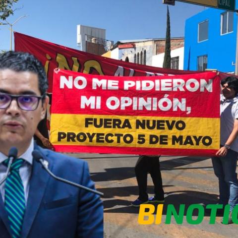 "Habrá responsabilidades si bloquean la circulación", advierte Gobierno a comerciantes de 5 de Mayo