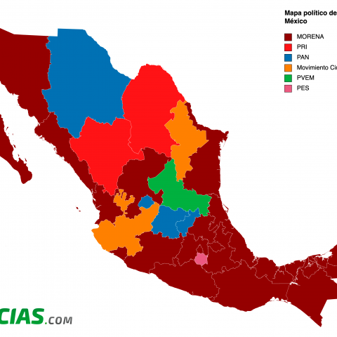 Con las más recientes elecciones, así quedará el mapa político de México