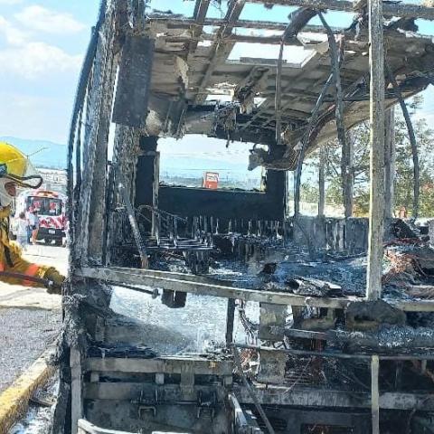 El chofer asegura que repentinamente comenzó a salir humo del motor y ya no pudo contener el fuego