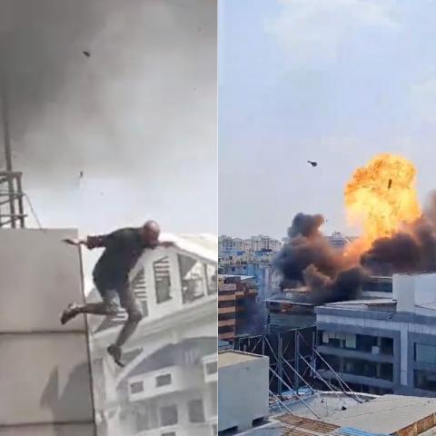 Un hombre se lanzó desde el tejado para evitar el incendio.