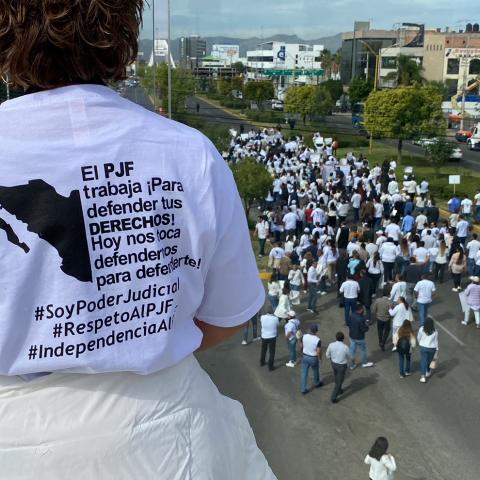 Manifestación de trabajadores del PJF