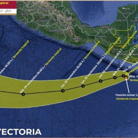 Pilar continúa como tormenta tropical; provocará lluvias torrenciales en Chiapas y Oaxaca