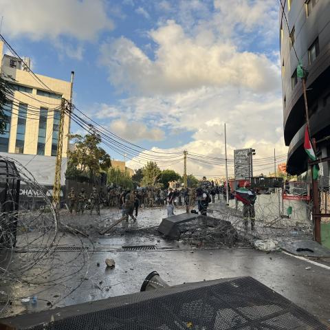 Manifestaciones en Beirut frente a la Embajada de Estados Unidos en solidaridad con Palestina