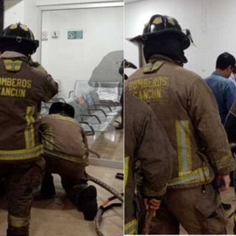 El trabajador logró salir ileso del elevador.