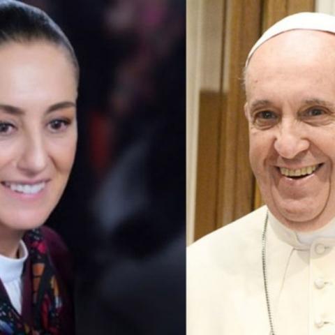  Sheinbaum con el papa Francisco en el Vaticano