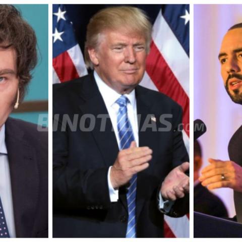 Javier Milei, Donald Trump y Nayib Bukele 