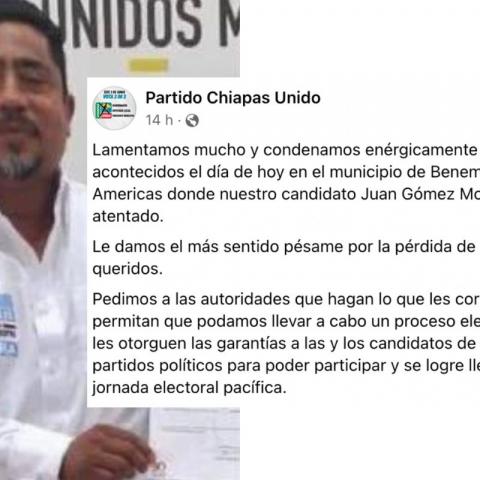 Muere un candidato más previo a elecciones; ahora en Chiapas