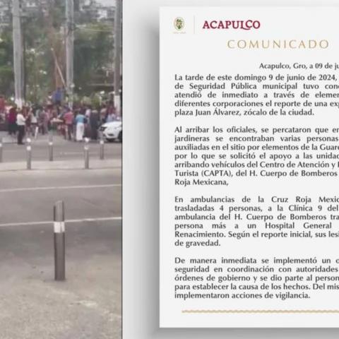 Reportan explosión de un artefacto en el Zócalo de Acapulco