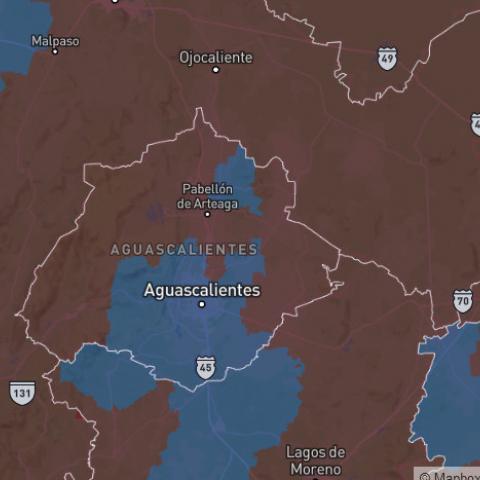 Así se ve el mapa de Aguascalientes