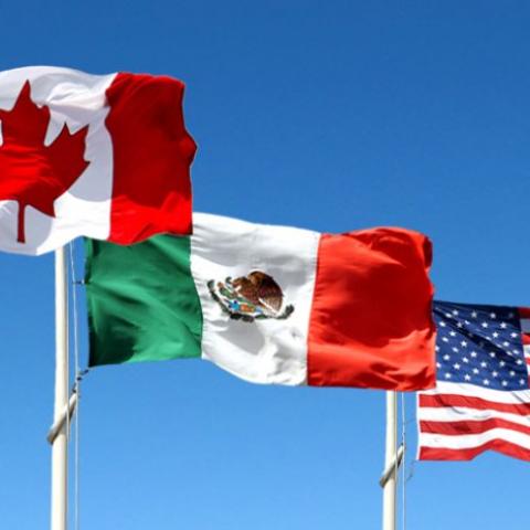 Banderas de Canadá, México, EE. UU.