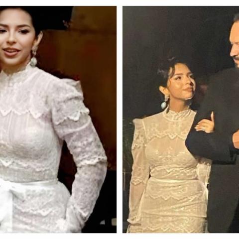 Los detalles del vestido de novia y accesorios de Ángela Aguilar