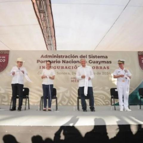 AMLO y Claudia Sheinbaum,  7 obras inauguradas hoy en Guaymas.