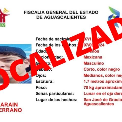 Fue reportado como desaparecido el pasado 07 de Septiembre en San José de Gracia