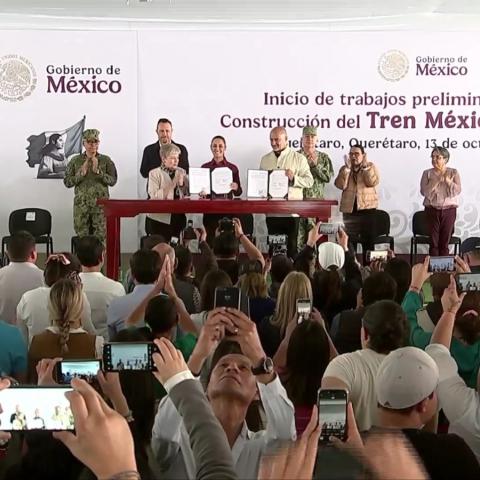 Sheinbaum da inicio a trabajos del tren México-Querétaro; estaría listo en 2029