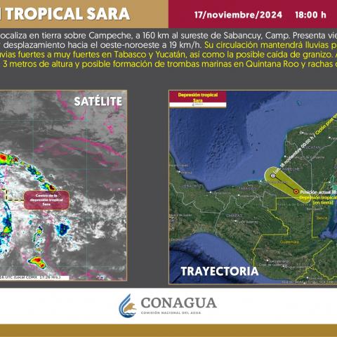 Sara entra a México como depresión tropical