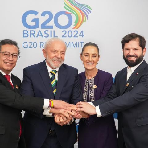 Gustavo Petro, Luiz Inácio Lula da Silva, Claudia Sheinbaum y Gabriel Boric 