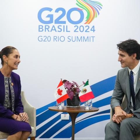 Claudia Sheinbaum y Justin Trudeau 