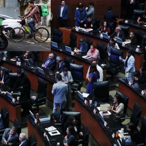 Senado aprueba reforma laboral para repartidores por aplicación.