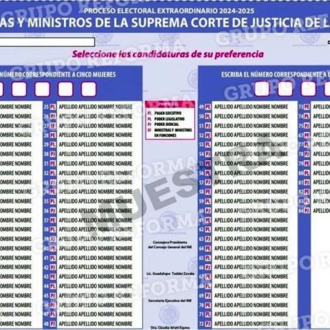 Así serían las boletas del INE para la primera elección judicial en México.