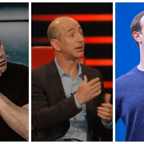 Elon Musk, Jeff Bezos y Mark Zuckerberg 