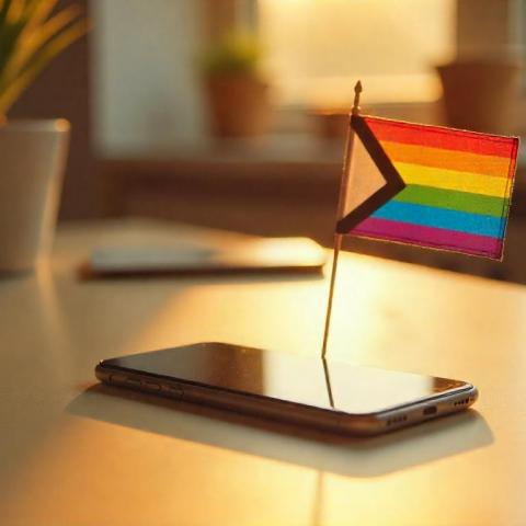 Celular y bandera LGBT