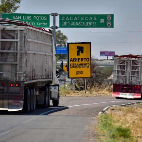 Tráfico pesado en Aguascalientes
