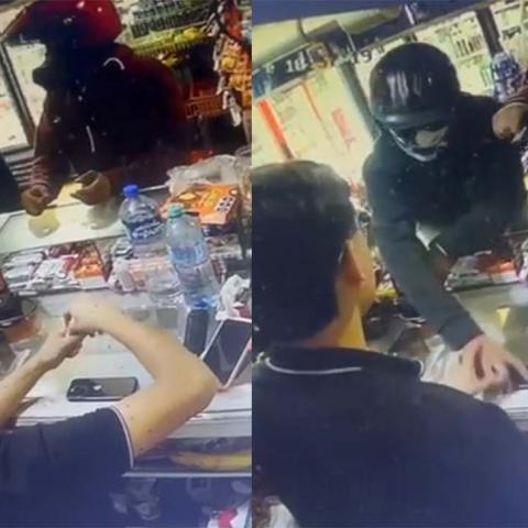 Los criminales ingresaron con cascos de motociclistas para proteger su identidad de las cámaras de seguridad
