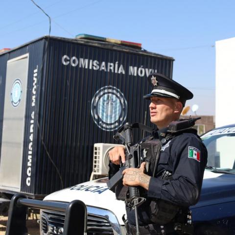 Comisaría móvil en Villa Montaña, Aguascalientes