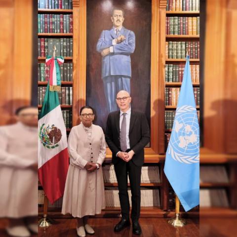 Rosa Icela Rodríguez y alto comisionado de la ONU