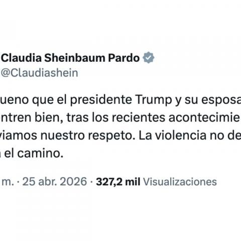 Sheinbaum se pronuncia tras evacuación de Trump en Cena de Corresponsales: "Qué bueno que se encuentren bien"