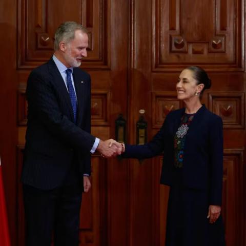 Sheinbaum recibe el Rey Felipe VI y se reúnen en Palacio Nacional