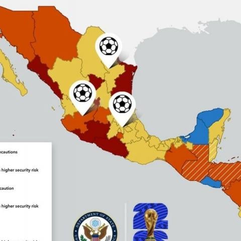 A dos días del Mundial, EU publica “mapa de riesgo” de México y pide no viajar a seis estados