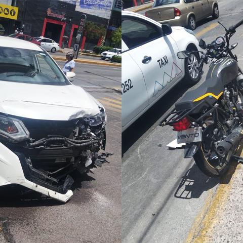 Al cruzar López Mateos y 16 de Septiembre con el semáforo en rojo, una camioneta los impactó