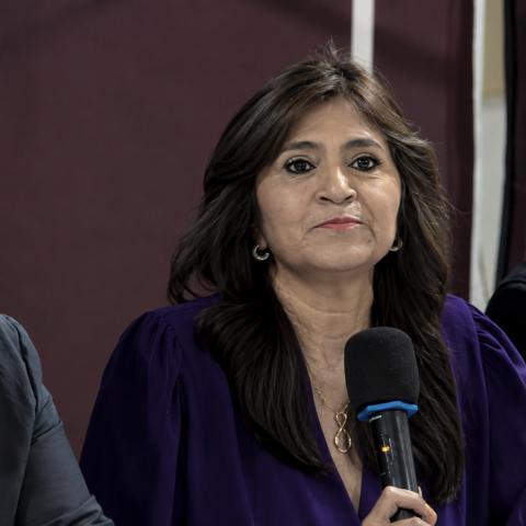 Nora Ruvalcaba en rueda de prensa