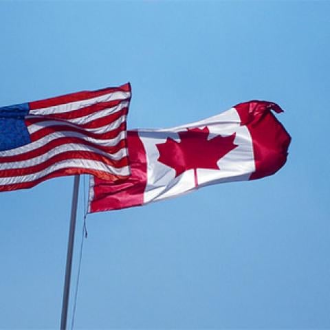 Banderas de Estados Unidos y Canadá 