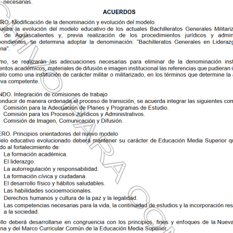 Anuncian conformación de “Bachilleratos Generales en Liderazgo y Alta Disciplina” en Aguascalientes, tras eliminación de educación militar en el país 