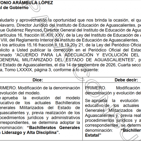 Nuevamente, cambian nombre a preparatorias militarizadas; ahora se denominarán “Bachilleratos Cívicos Estatales”